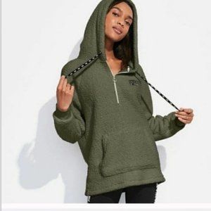 VS PINK SHERPA HOODIE OLIVE SIZE MEDIUM